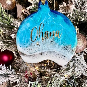 OHANA ornament | Hawaii Inspired Ocean Ornament | Beach Christmas Ornament | Maui keepsake 2025 | Ocean Ornament | Stocking Stuffer Ornament