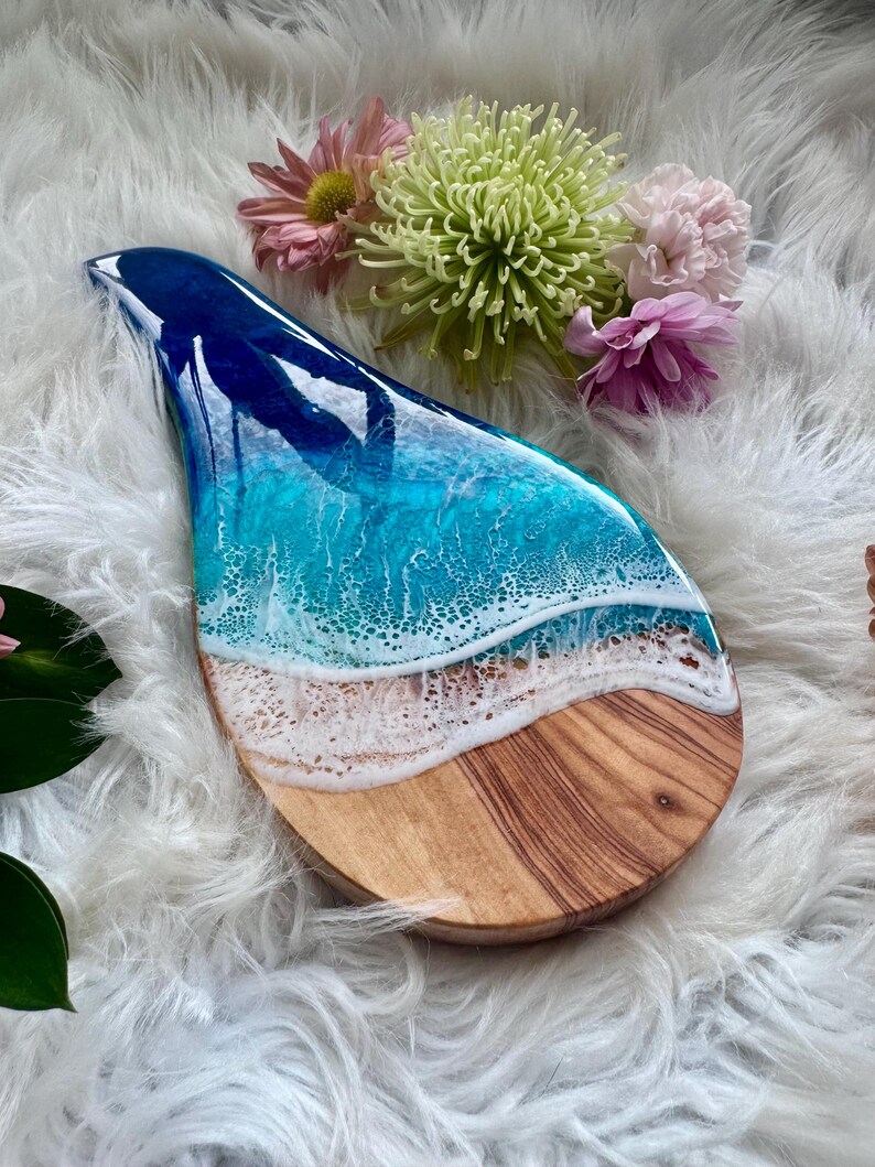 Spoon rest "Makai" Hawaii made | Ocean spoon rest made on Maui | Aloha gift idea Aloha | Charcuterie board | Small cheese board | Xmas gift image 5