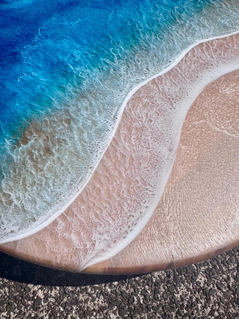 Beachy Resin lazy Susan made in Hawaii | Resin ocean tray | Lazy Susan Beach House style | Spice organizer | Cheese tray Hawaii Gift idea image 6