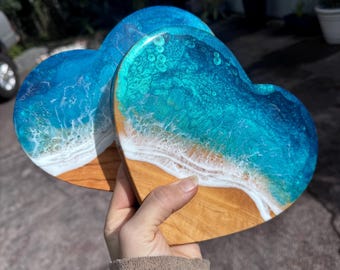 Resin Charcuterie board heart | Olive wood charcuterie board | Olive Cheese board | Gift for Her | One year dating gift | Poison idea