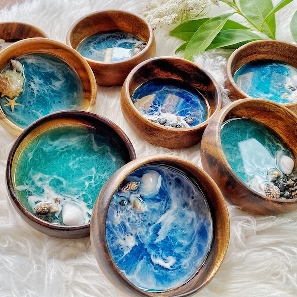 Made in Hawaii Ocean trinket dish | Gift for her | Jewelry Dish | Resin Trinket | Engagement gift | Ocean ring dish | Beach Wedding Gift