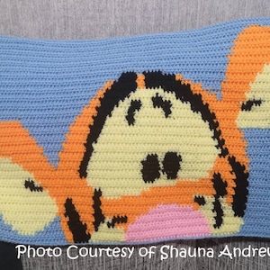 Peeking Tigger Babydecke Muster für SC/HDC, häkeln, Graph, Kind, Schoß, klein, Junge, Mädchen, DIY, Geschenk, stricken