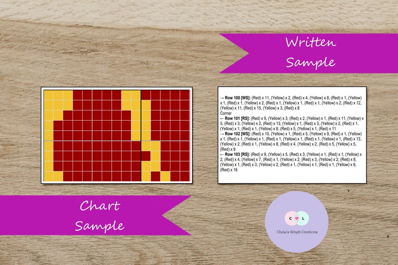 Pode incluir: Um gr&aacute;fico com uma grade de quadrados vermelhos e amarelos. O gr&aacute;fico &eacute; rotulado como "Chart Sample". Uma descri&ccedil;&atilde;o escrita da grade &eacute; rotulada como "Written Sample".