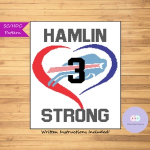 Hamlin Strong for SC/HDC, Pattern, Crochet, Written Instructions Included, Blanket, Afghan, NFL, Football, Bills, Buffalo