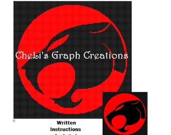 Thundercats Graphgan,padrão,desenho animado,quadrinhos,padrões,gráficos,feito à mão,faça você mesmo,gráfico,crochê,tricô,ponto cruz,cobertor,presente,década de 1980,gatos,vermelho,preto
