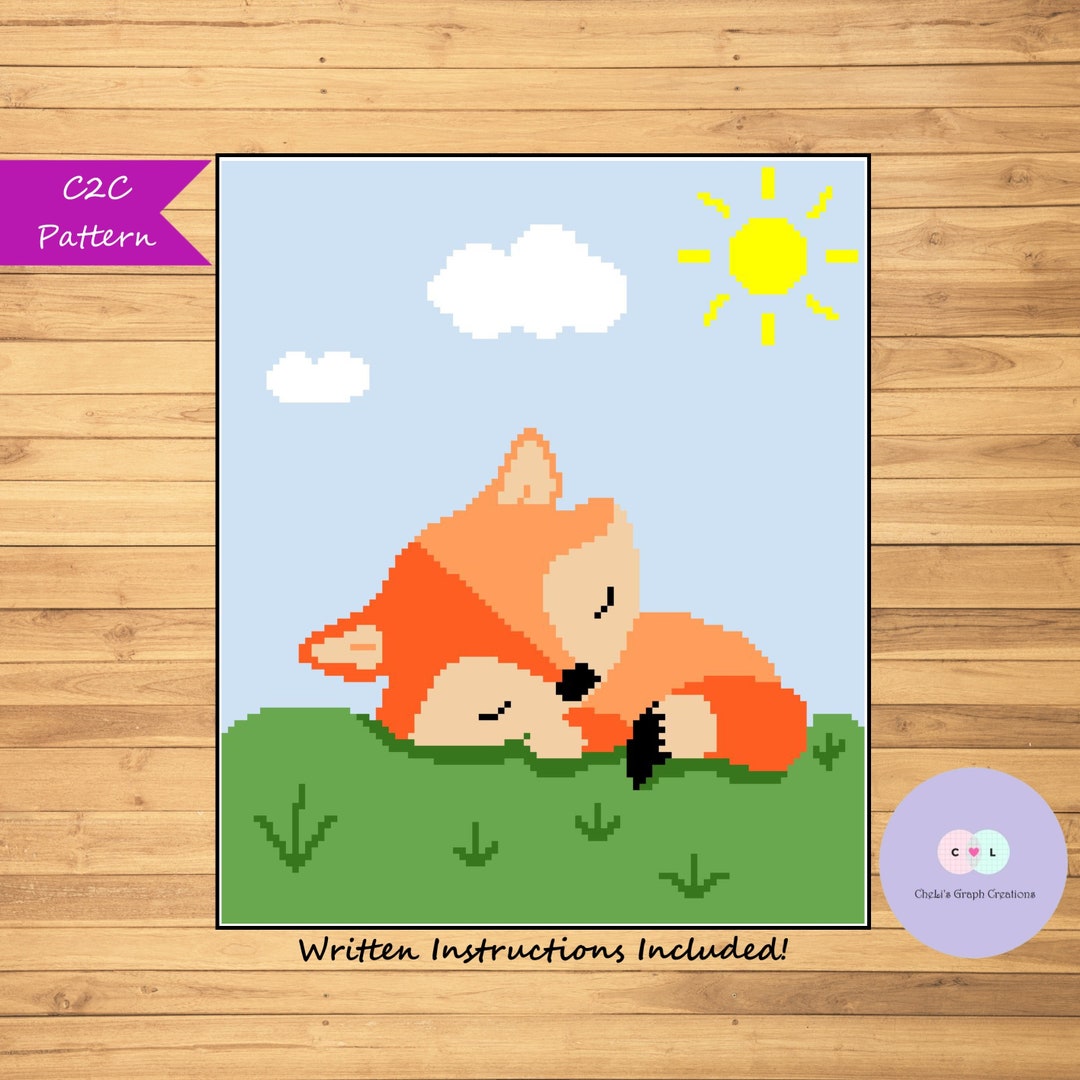 Sleeping Fox C2C Graph, Graphgan, Blanket, Crochet, Knit, Cross Stitch ...