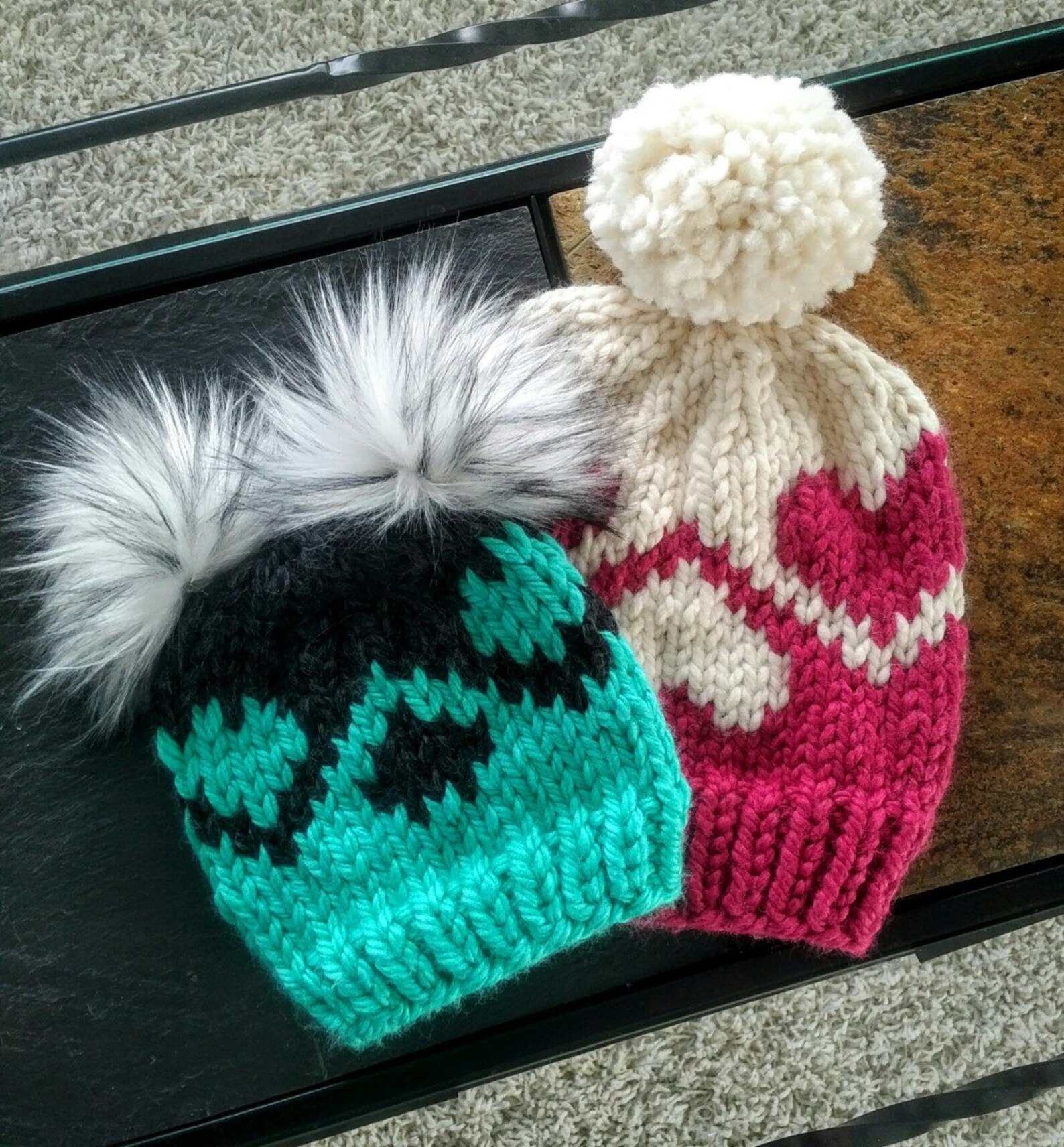 Fair Isle Knit Beanie Pattern Fair Isle Hearts Beanie Etsy