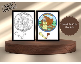 Noah Builds the Ark Interactive Bible Craft for Kids - Moveable Arm Activity - Sunday and Sabbath School Printable - Instant Download