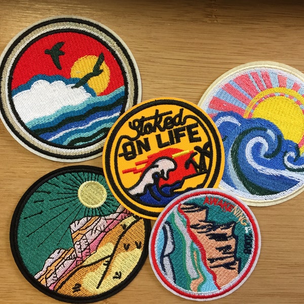Set of Iron On Patches / Boho Patches / Retro Patch Set/ Jean Jacket Patch Set / Backpack Patch Set / Vintage Patch Set / Iron On Patch Set