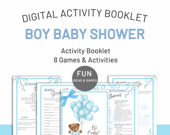 Baby Boy COMPLETE Baby Shower Activity Booklet – JUST PRINT!!