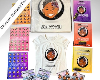 Cartoon Face Art Birthday Gift Set – Custom Canvas, T-Shirt & Stickers