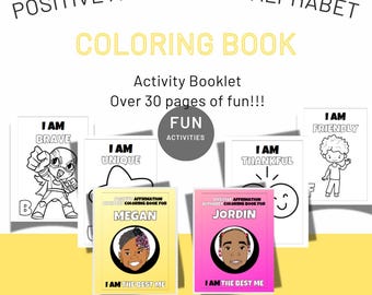 Personalized Positive Affirmations Coloring Book – Kids' Activity Booklet with Crayons