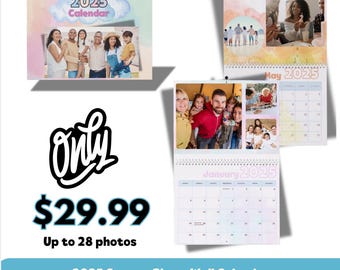 Custom 2025 Watercolor Photo Wall Calendar – 28 photos!