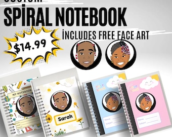 Personalized Kid's Face Art Spiral Notebook – Custom Portrait