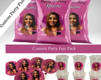 Custom Party Fun Pack - Favor Bags, Cups, & Cupcake Toppers