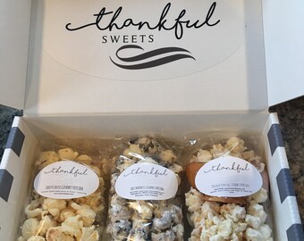 Gourmet Popcorn Sampler, Sweet Treats, 3 Pack - Birthday, Corporate Gift