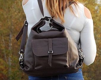 Woman backpack, Leather Handbag, Leather Backpack, School Bag, Brown backpack, Modern bag, Shoulder Bag, Weekender bag, to study, gift