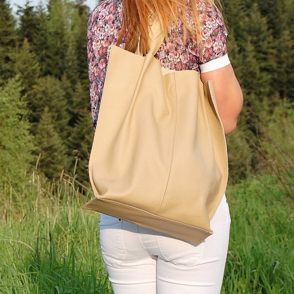 Sac cabas en cuir naturel, sac pour femme, sac à main, sac à bandoulière, cadeau pour femme, sac de tous les jours, pour le travail, à l'école, sac hobo, sac élégant