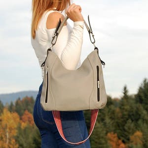 Aztec Belt,  Leather Bag, Shoulder  bag, bag with zippers, Aztec Strap, Handbag, everyday bag, Genuine Purse, Beige hobo Bag
