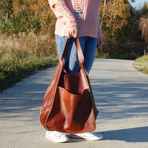 Duża torebka ze skóry naturalnej licowej zdjęcie 7