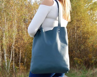 Large Handbag, Tote Bag, Leather Shopper Bag, every day bag, Large Tote Bag, Shoulder Bag, Blue Bag, For Her, Bag, Large Size, purse, gift