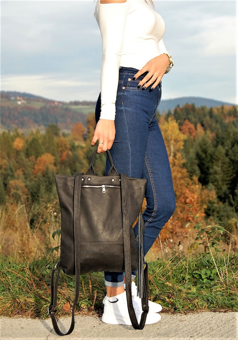 Leather Backpack Weekender Bag Shopping Bag Travel Bag Etsy