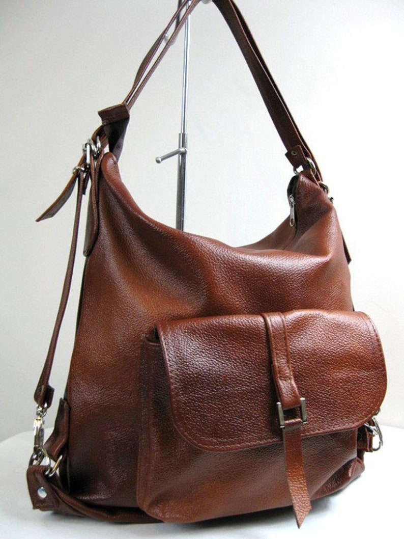 Leather Handbag Backpack 3in1 Leather Natural - Etsy