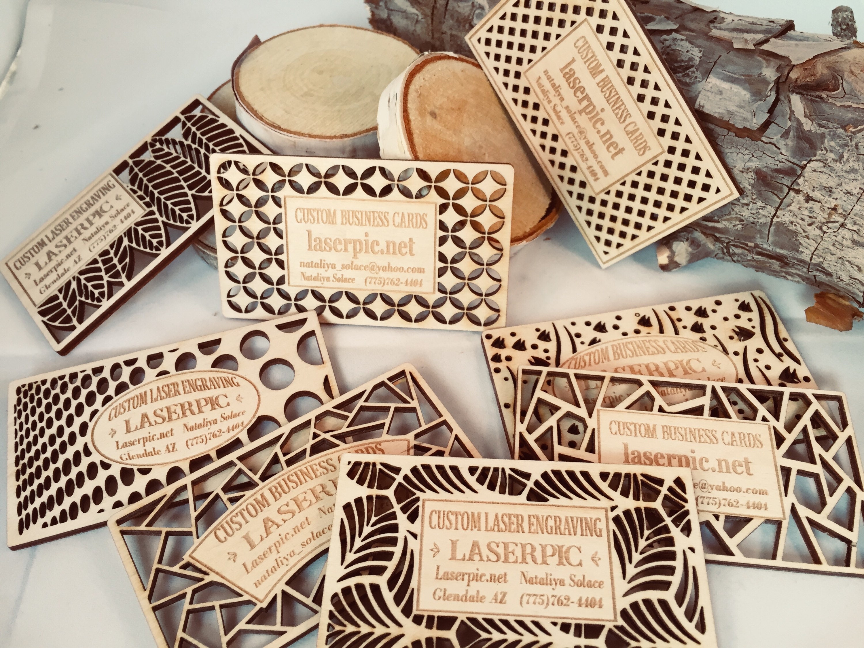 Wood business cards. Laser engraving . Set of 30 one sided Etsy