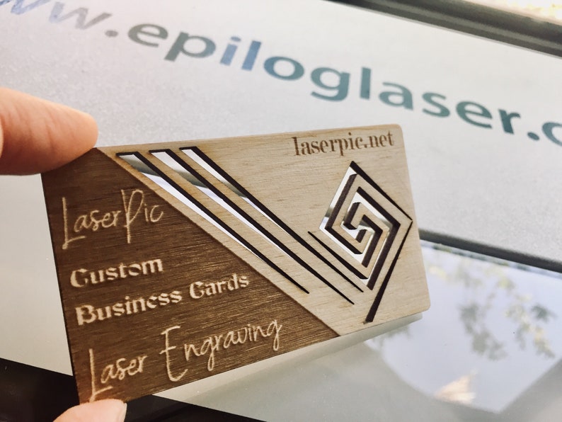 Wood business cards. Laser engraving . Set of 30 one sided Etsy
