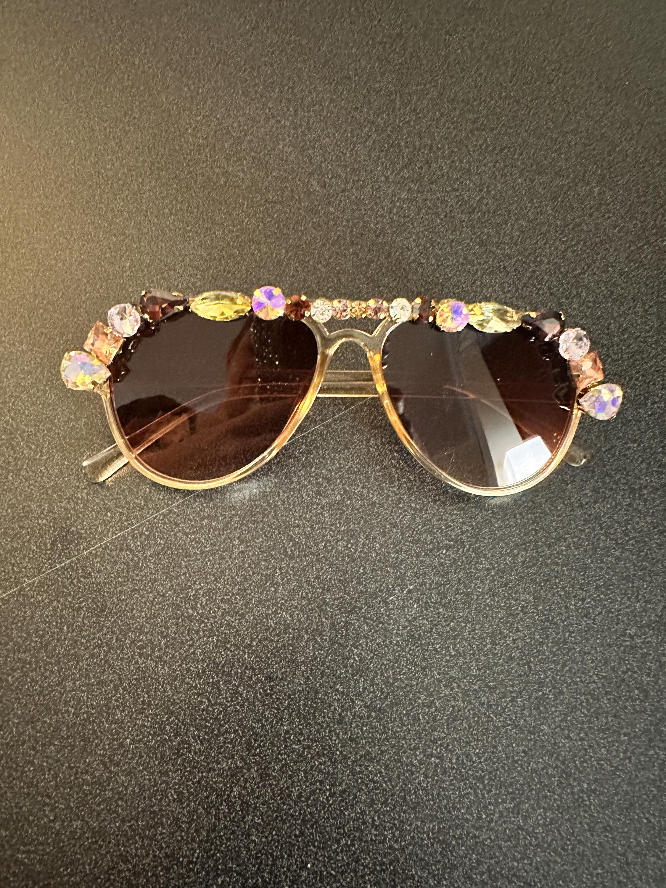 Gold Aviator Sunglasses With Rhinestones Buy JIMMY CHOO Rhinestone