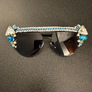 Rhinestoned Sunglasses - Sparkling in Blue