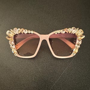 Rhinestoned Sunglasses - Neutral Vibes