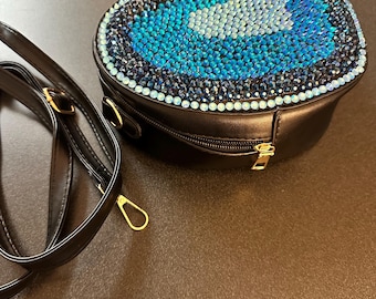 Porte-monnaie avec strass - Cœur bleu