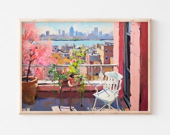 Der New Yorker Horizontale Druck | Matisse The New Yorker Balkon Wand Kunst | Vintage Herunterladbarer Druck | Kunstdruck POSTER | Digitaler Download