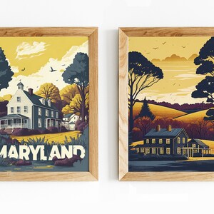 Maryland Print Set of 2 | Maryland USA Prints | Travel Posters | USA States Wall Art | Digital Prints | Printable Instant Download 2023