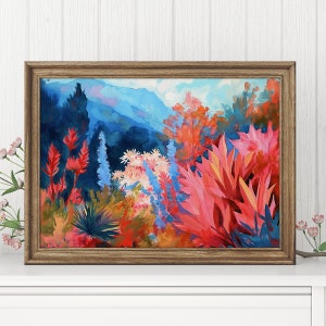 Horizontal Wall Art Digital Print | Retro Flowers Print | Colorful Digital Print | Retro Downloadable Print | Art Print Poster 2024