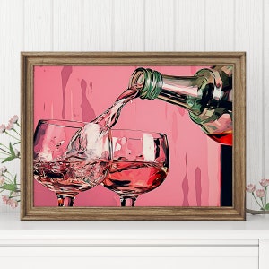 Pink Drink Digital Print | Retro Bar Cart Print | Cocktail Painting | Retro Aesthetic 1950's Artwork | College Printable Wall Art Download