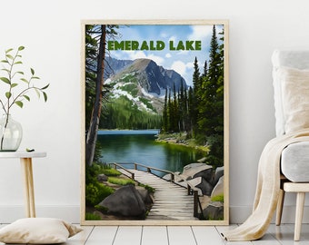 Natur Digitaldruck, Landschaft Print, Emerald Lake Poster, Emerald Lake Digitales Poster, digitale Wandkunst, Instant Download, Wandkunst 2023