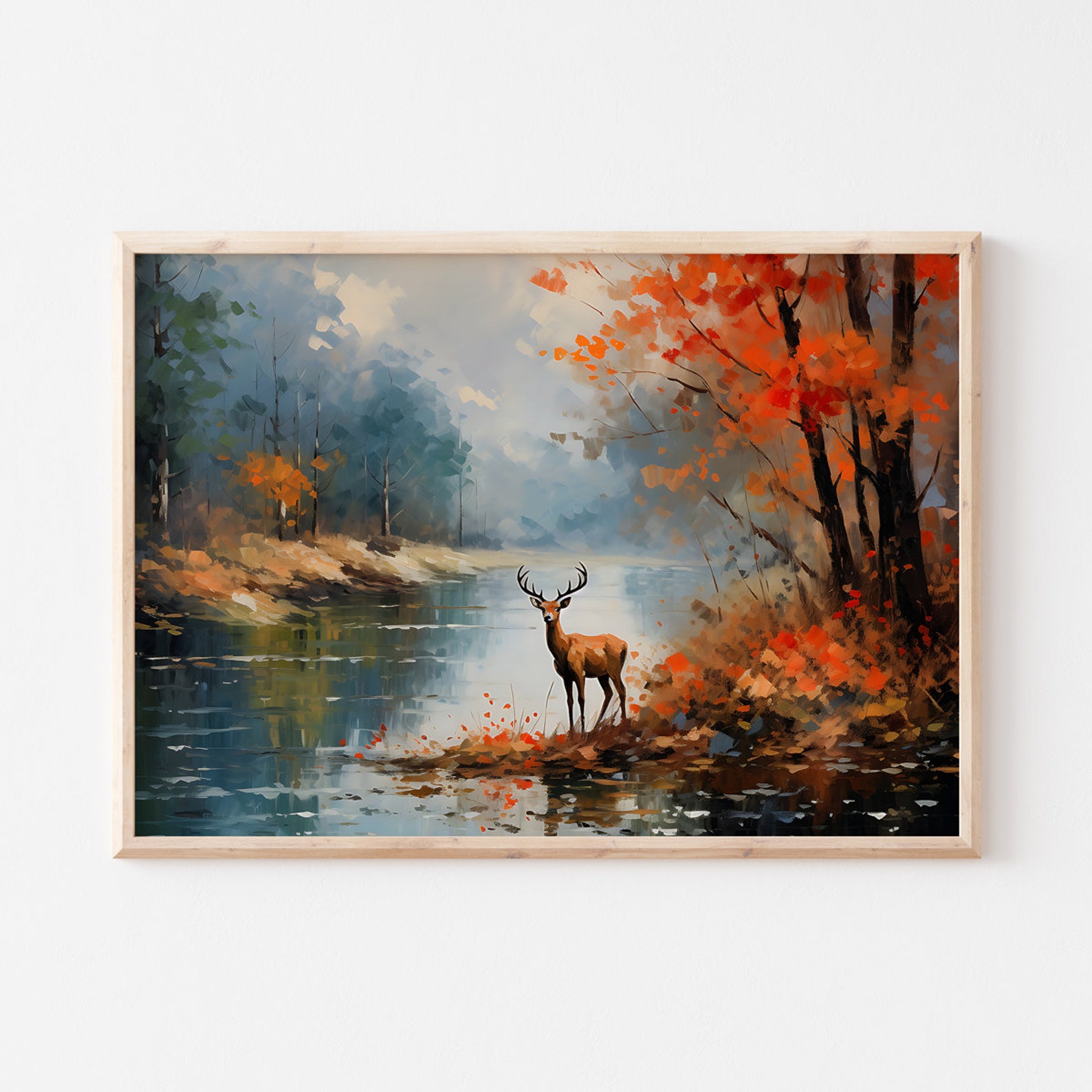 Horizontal Art Print, Fall Horizontal Wall Art, Nature Painting ...