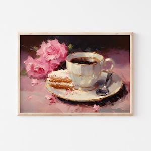 Impressão de café vintage | arte da parede do café | Tinta a óleo para amantes de café | arte de parede mindinho | Impressão retrô para download | Pôster de impressão artística da moda