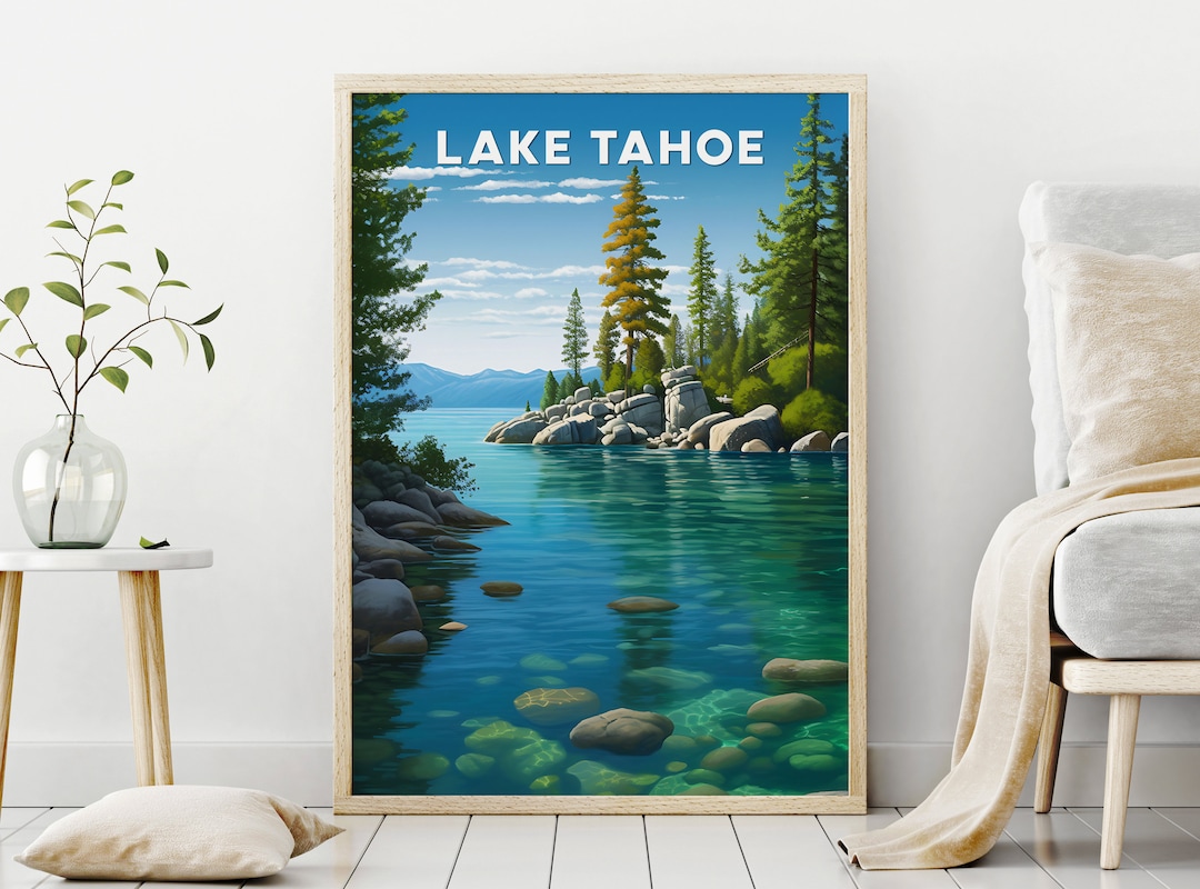 Lake Tahoe Print, Lake Tahoe Travel Poster, Nature Landscape Poster ...