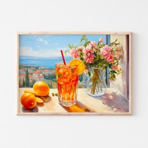 Arte de pared imprimible de cóctel Aperol Spritz, arte de pared imprimible de cóctel, impresión de barra de Aperol Spritz, decoración de carro de barra de alcohol, arte de pared digital