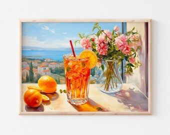 Aperol Spritz Cocktail druckbare Wandkunst, Cocktail druckbare Wandkunst, Aperol Spritz Bar Druck, Alkohol Barwagen Dekor, digitale Wandkunst