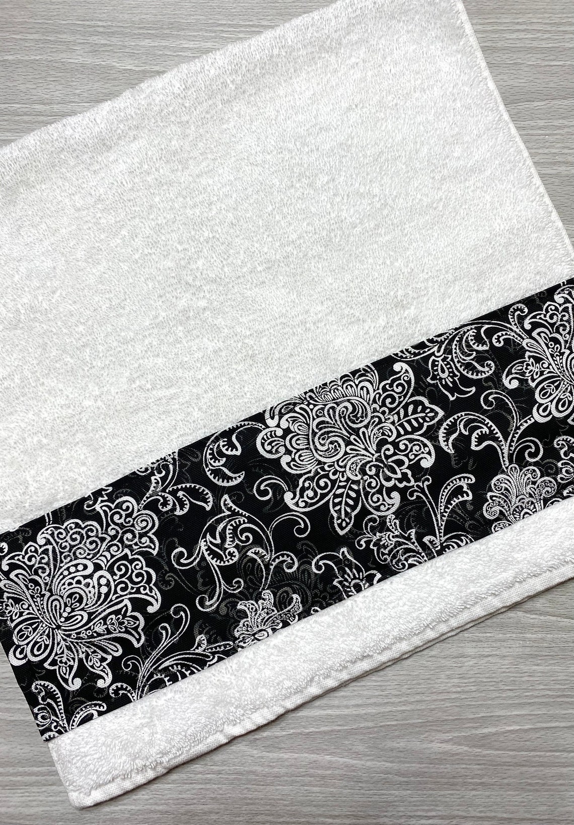 Black and white hand towel decorative towel kitchen towel Etsy