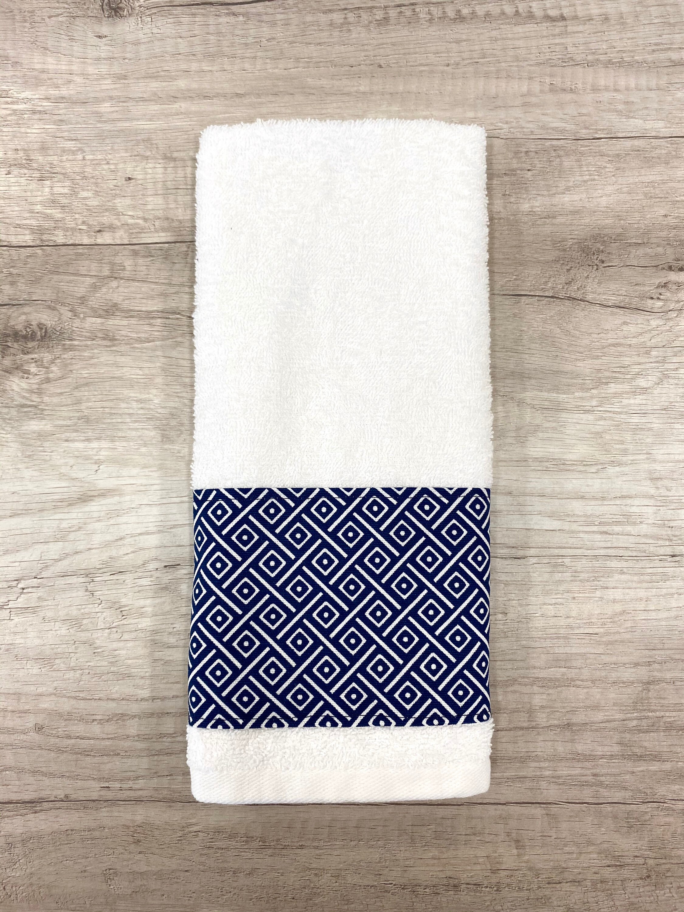 Navy blue hand towel bathroom kitchen decorative towel Etsy