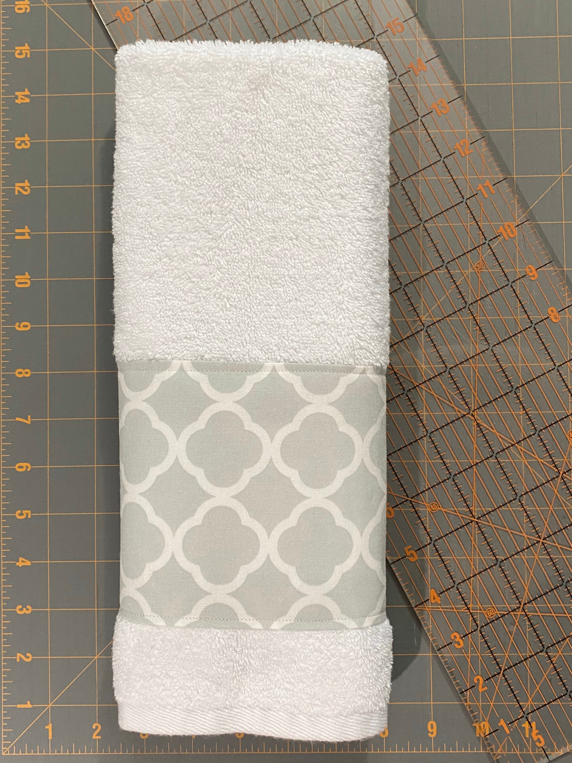 Gray quatrefoil hand towel bathroom towel kitchen towel Etsy