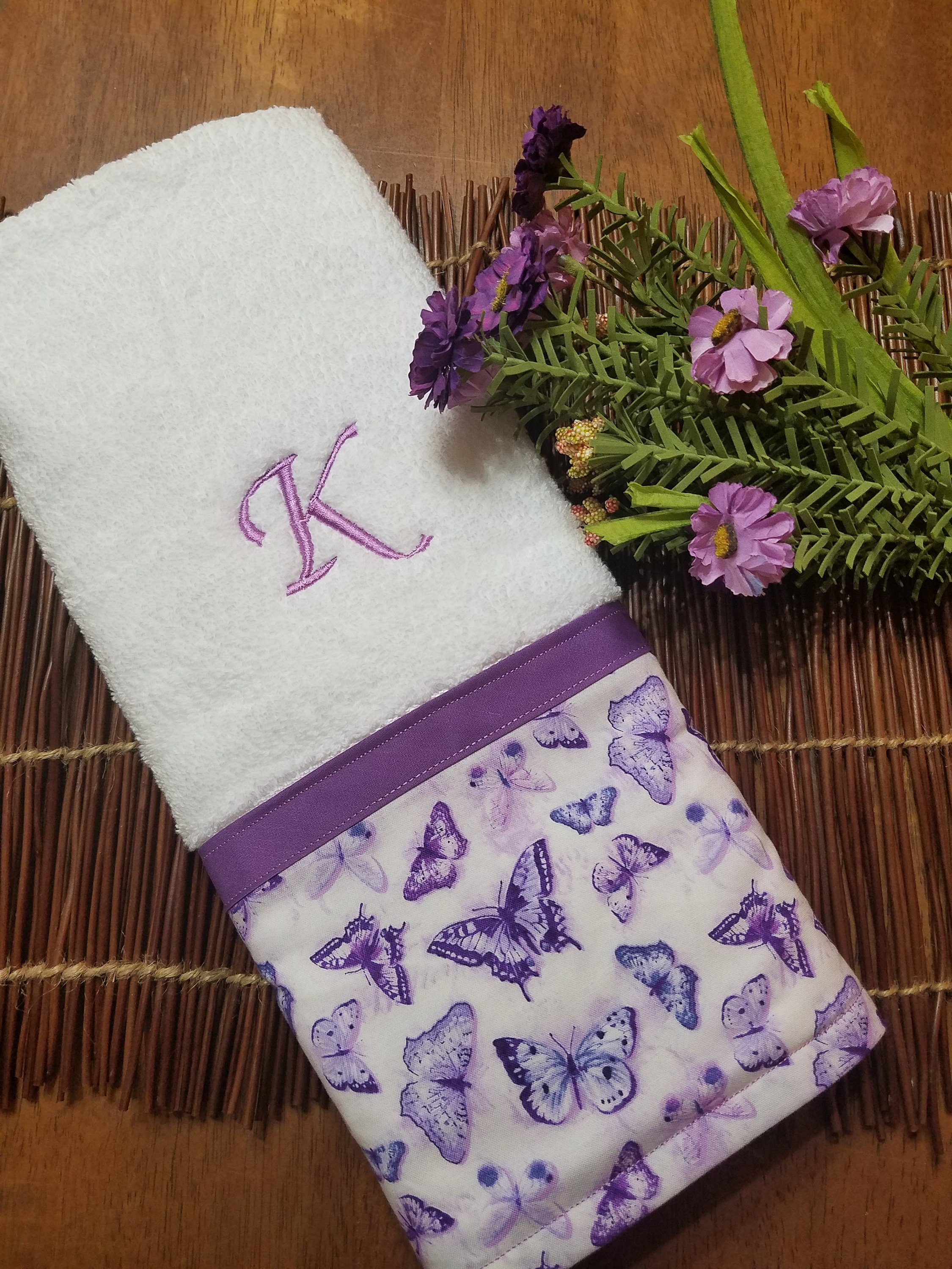 Lavender Purple Butterfly Hand Towel Decorative Towel Etsy