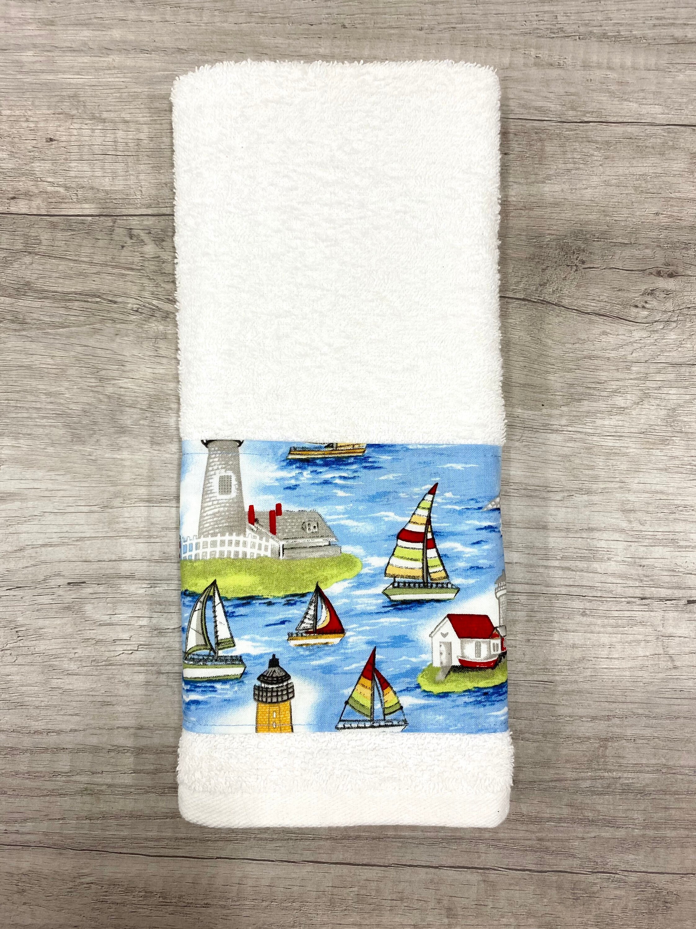 Nautical hand towel kitchen towel bathroom towel sailboat Etsy