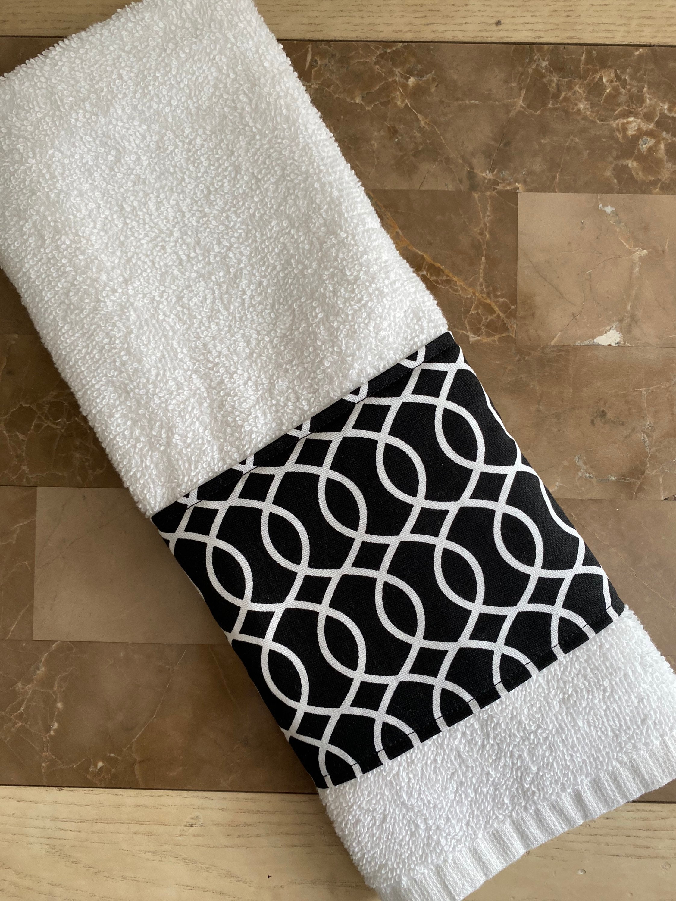 Black and white hand towel decorative towel kitchen towel Etsy