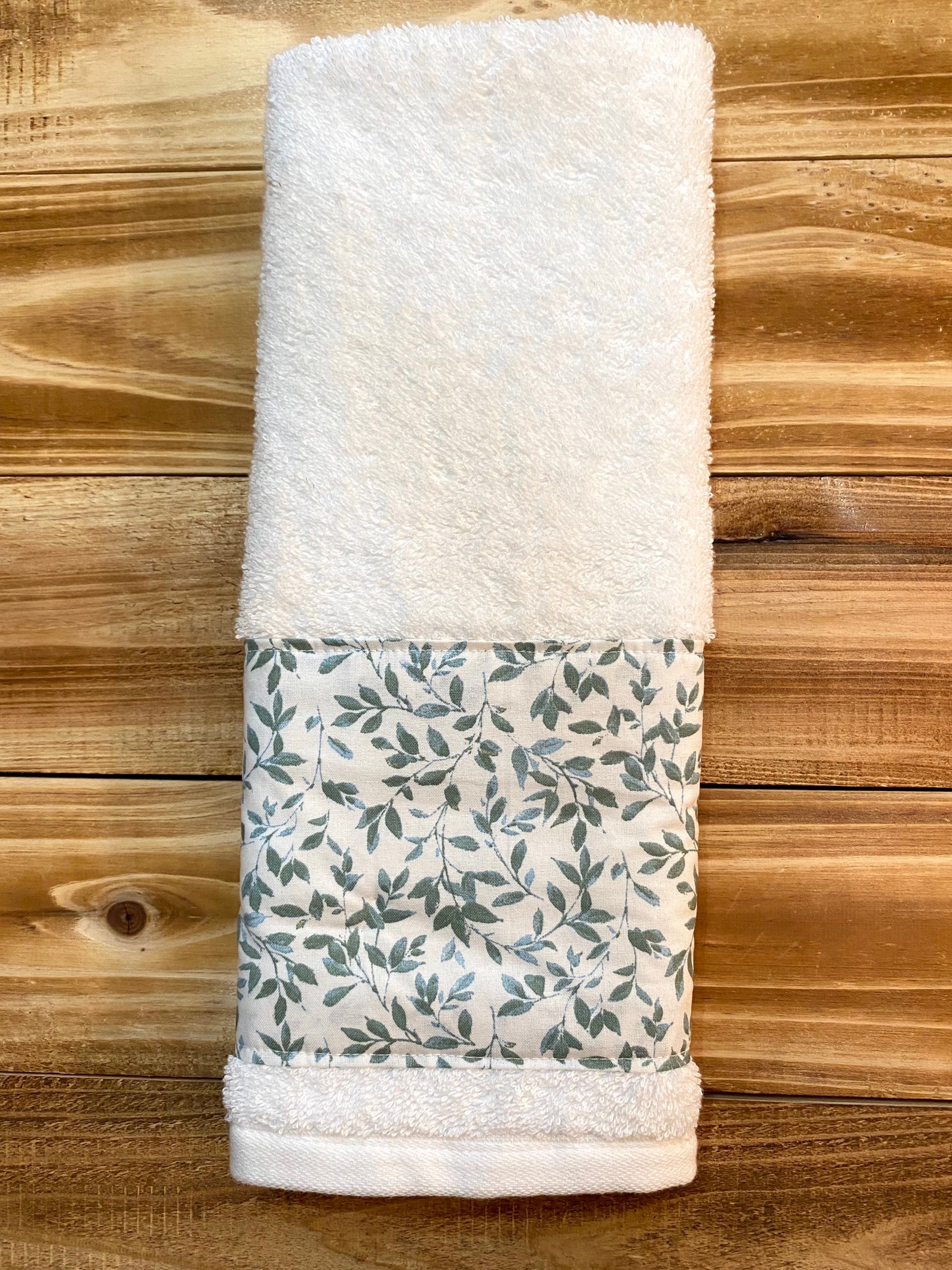 Green Leaves Decorative Hand Towel Bathroom Kitchen Green Etsy